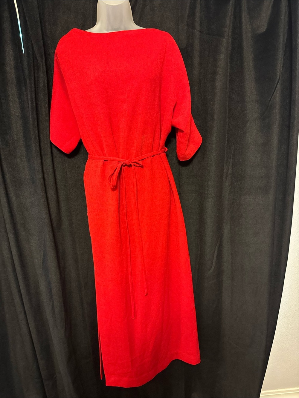 Zara  Red Maxi Dress with Self Tie Waist